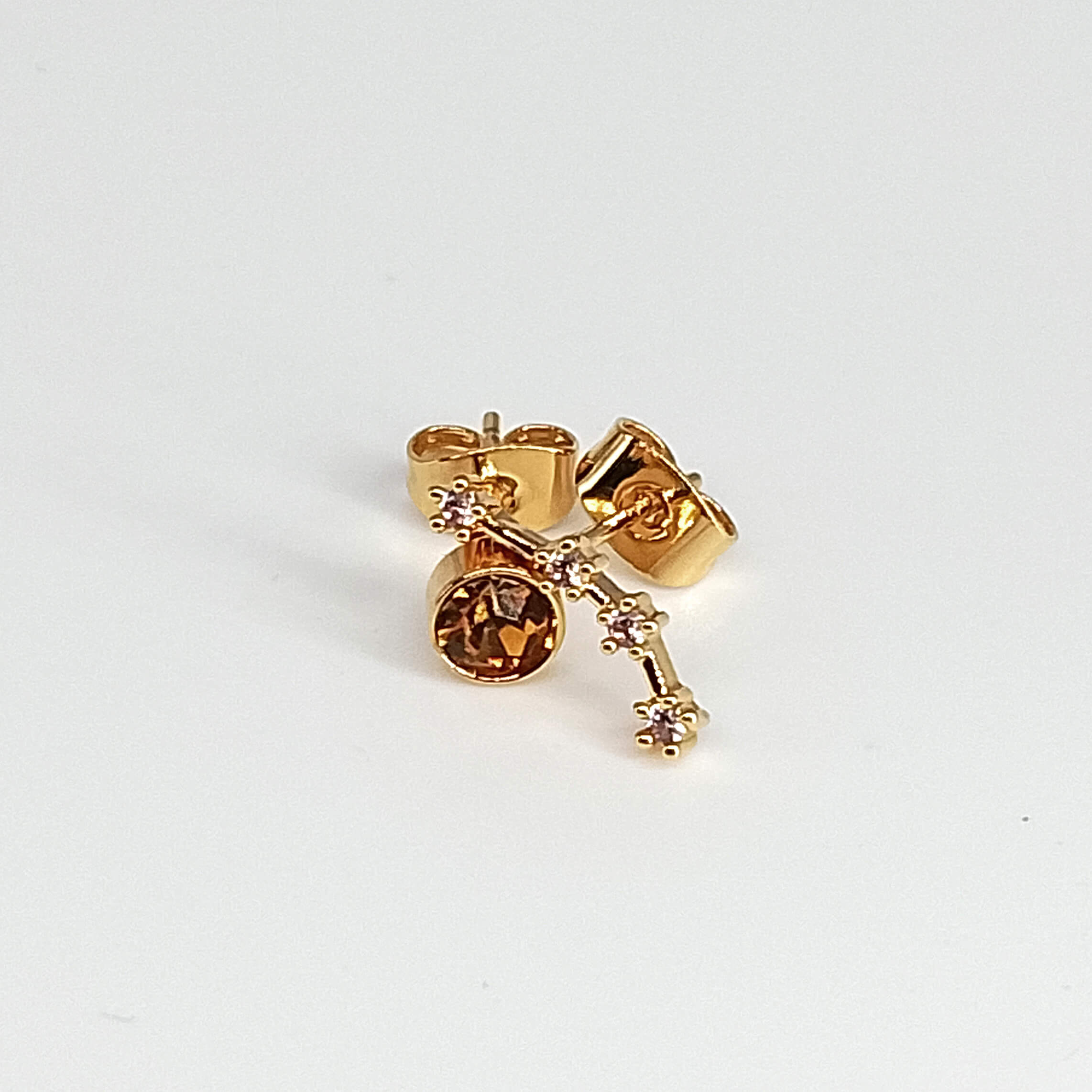 Aries Constellation Earrings - 24K Gold Plated with Citrine