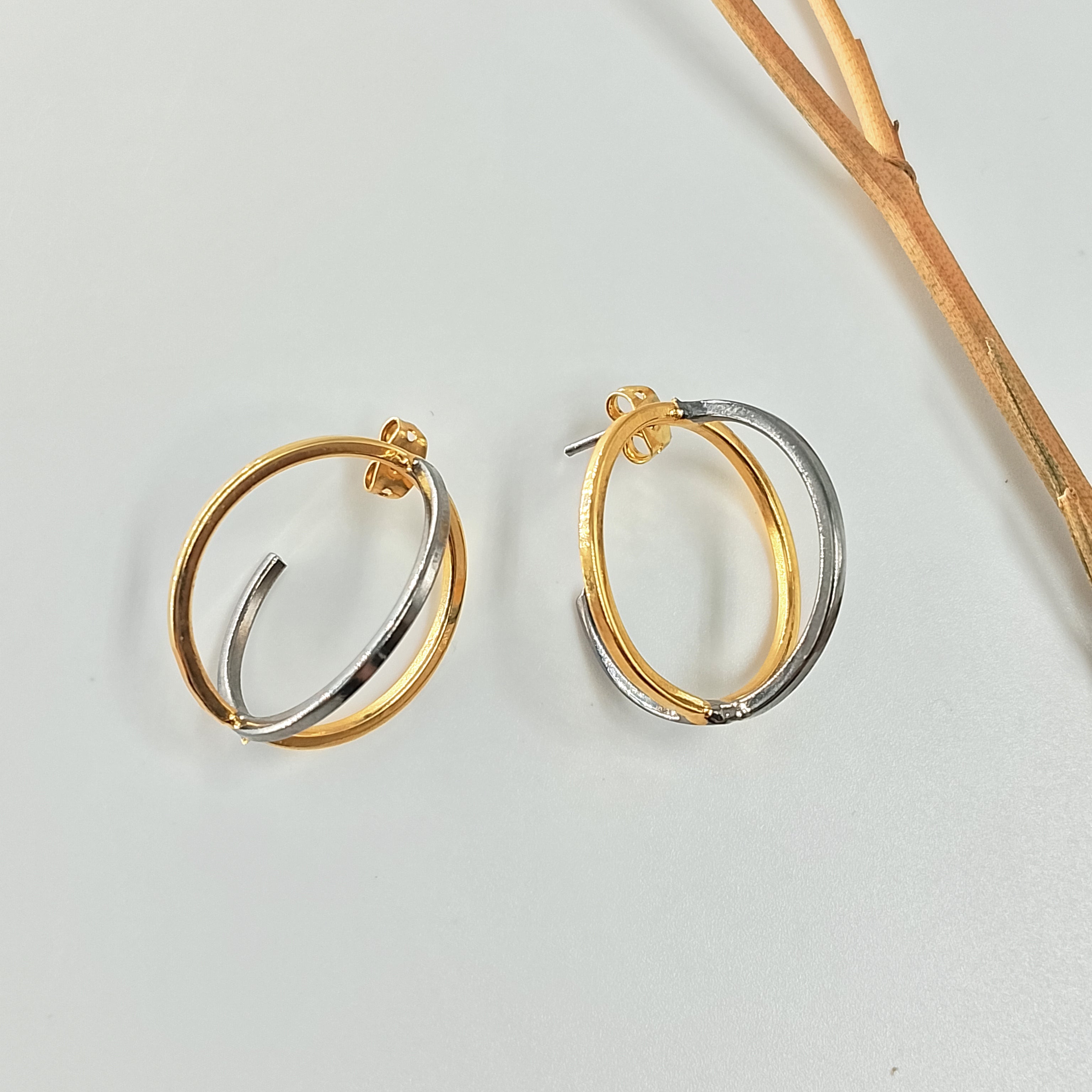 Atom Earrings - Gold & Black Rhodium Geometric Jewelry