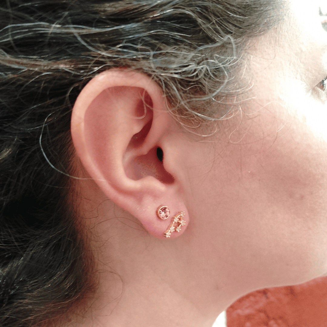 Libra Constellation Earrings - 24K Gold Plated with Rose Quartz