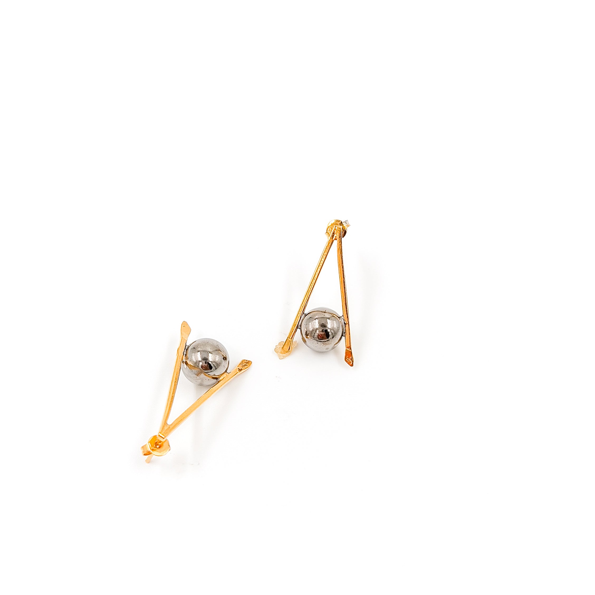 Louvre Equilibrium Gold & Rhodium Earrings