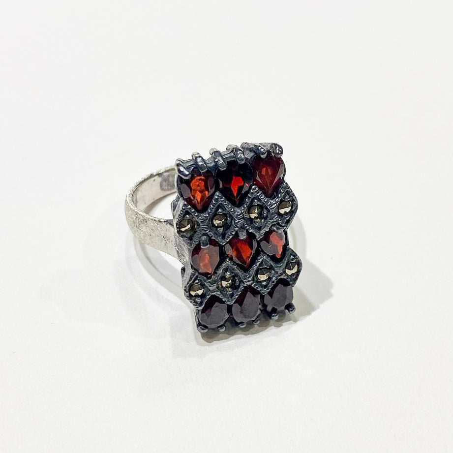 Mirrors of the Soul Ring VI – Red Garnet & Swarovski Crystals