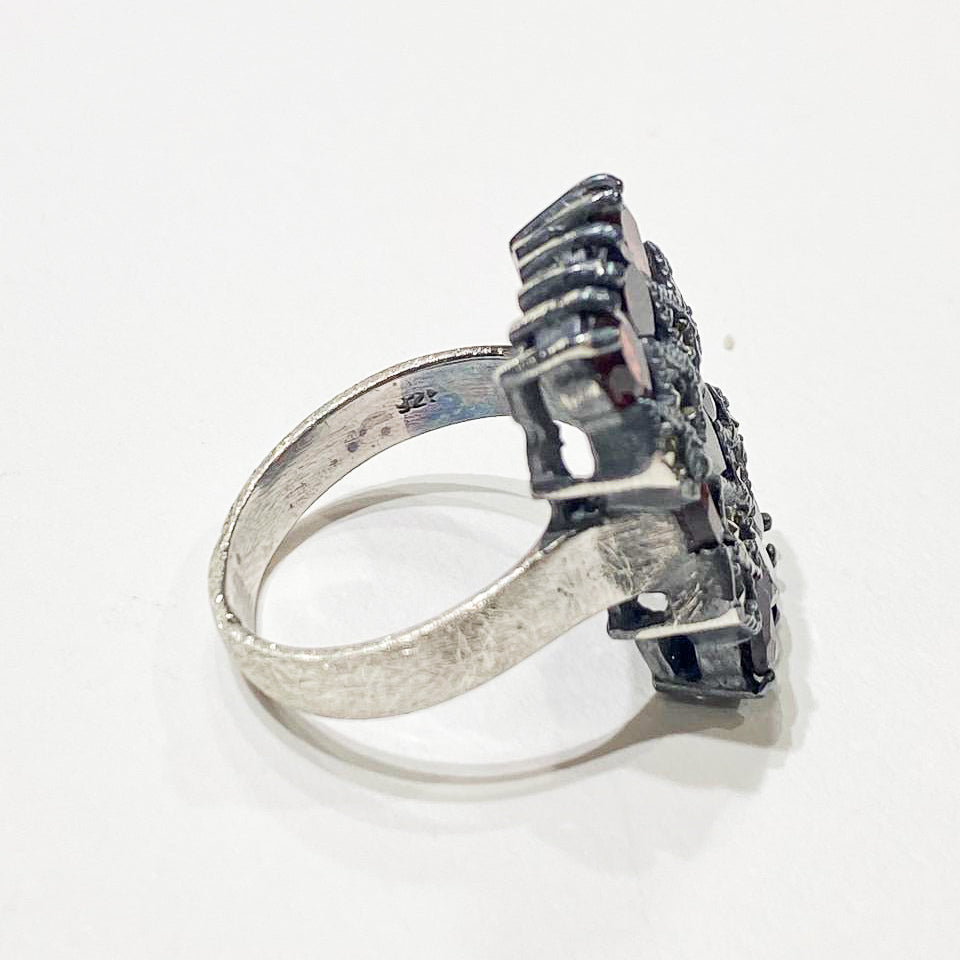 Mirrors of the Soul Ring VI – Red Garnet & Swarovski Crystals