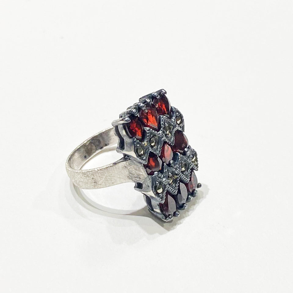 Mirrors of the Soul Ring VI – Red Garnet & Swarovski Crystals