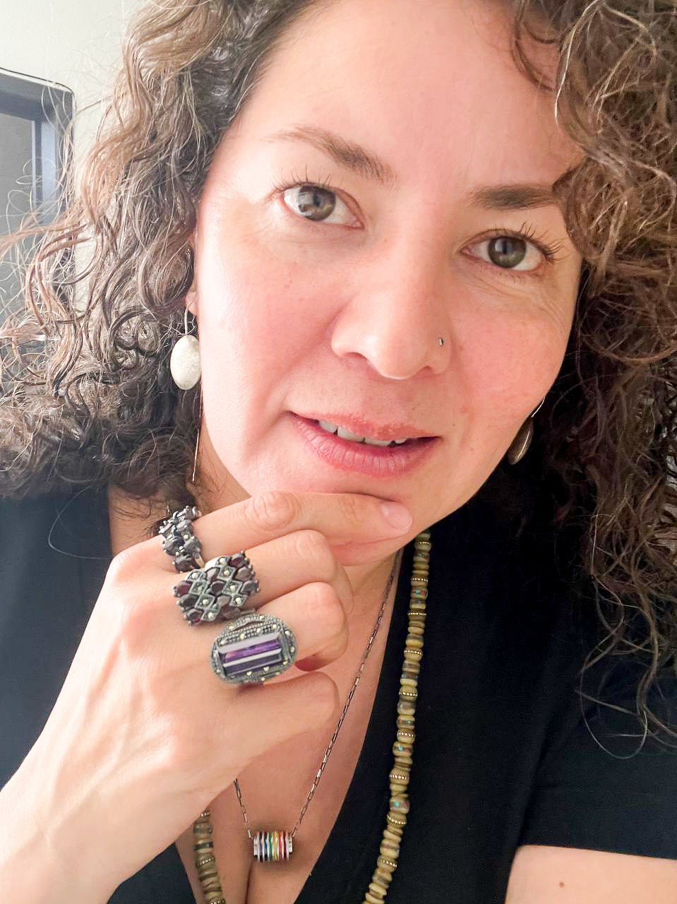 Mirrors of the Soul Ring VI – Red Garnet & Swarovski Crystals