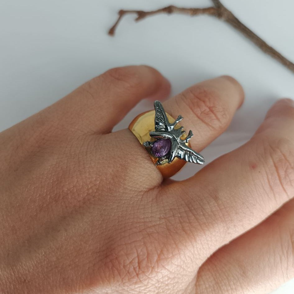 Beetle Shell Ring One-of-a-Kind Size 7 Beetle Ring – azureandhappymode