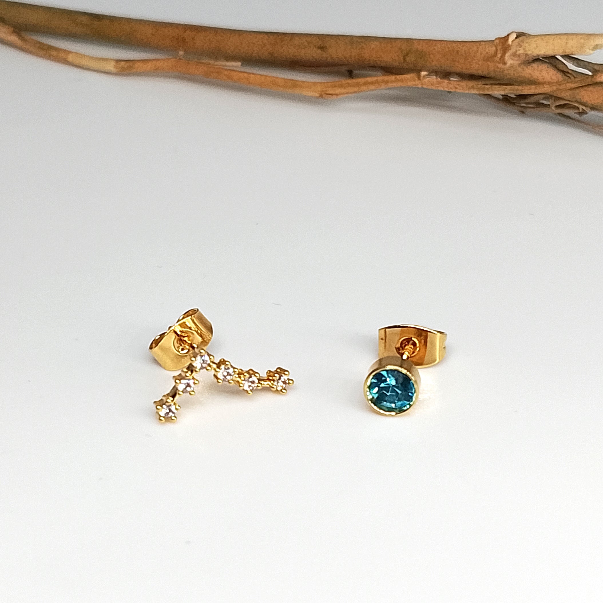 Pisces Constellation Earrings - 24K Gold Plated with Amazonite