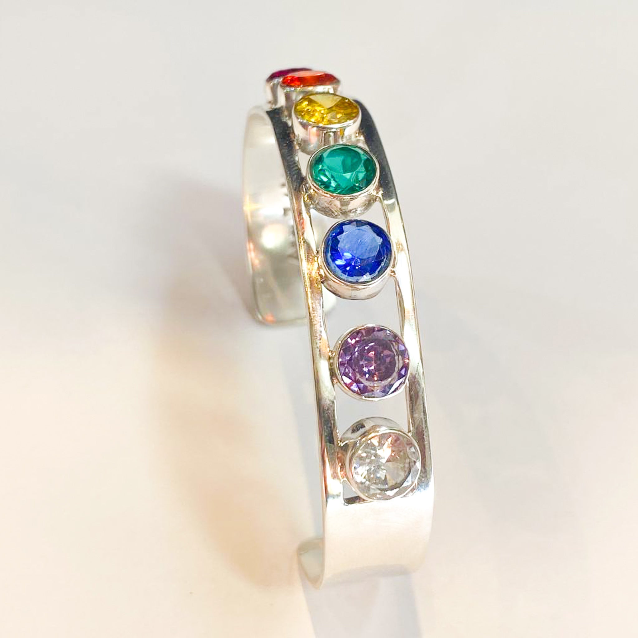 Rainbow Spirit: Chakra Harmony Zirconia Bracelet