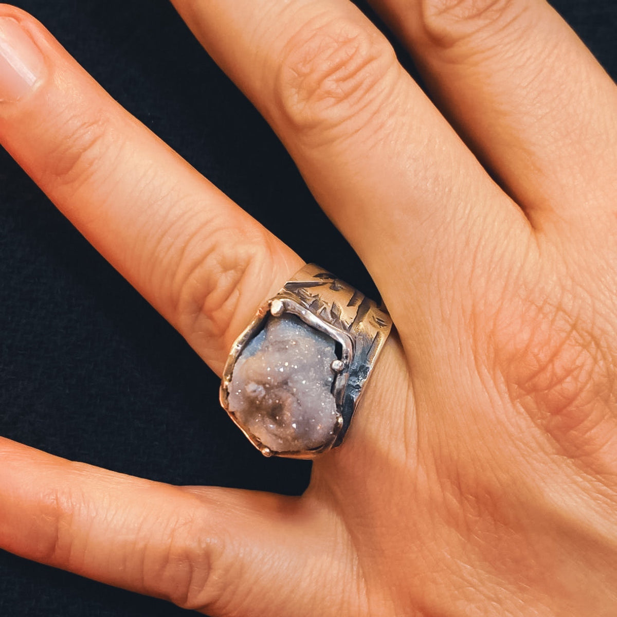 Fragments of Dawn Ring – One of a Kind .925 Silver & Geode Ring | Azure ...